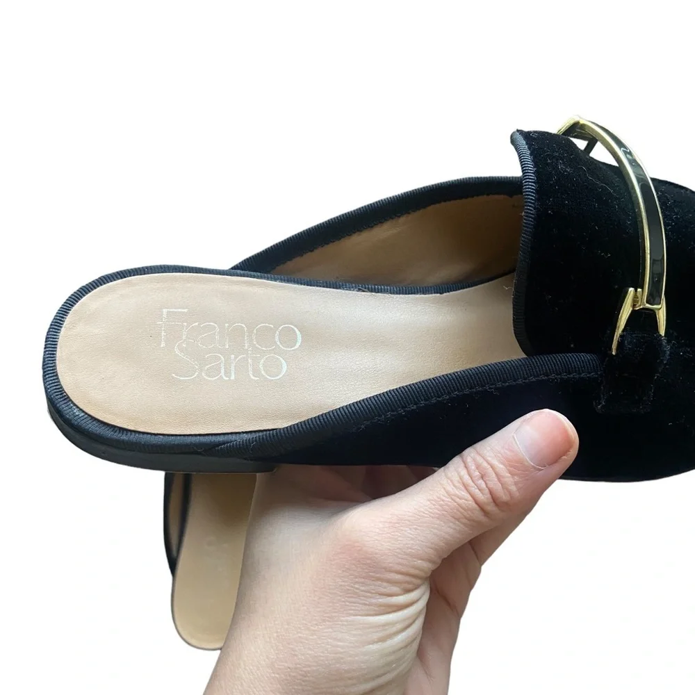 Franco Sarto Black Velvet Pippa Mules Loafers